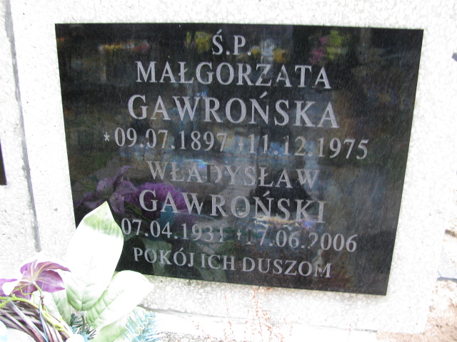 Małgorzata Gawrońska 1897 Białogard - Grobonet - Wyszukiwarka osób pochowanych