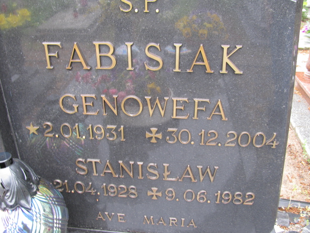 Genowefa Fabisiak 1931 Białogard - Grobonet - Wyszukiwarka osób pochowanych