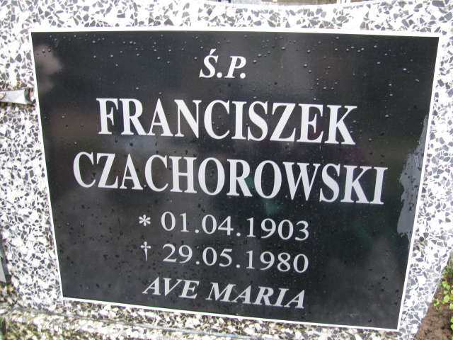 Franciszek Czachorowski 1903 Białogard - Grobonet - Wyszukiwarka osób pochowanych