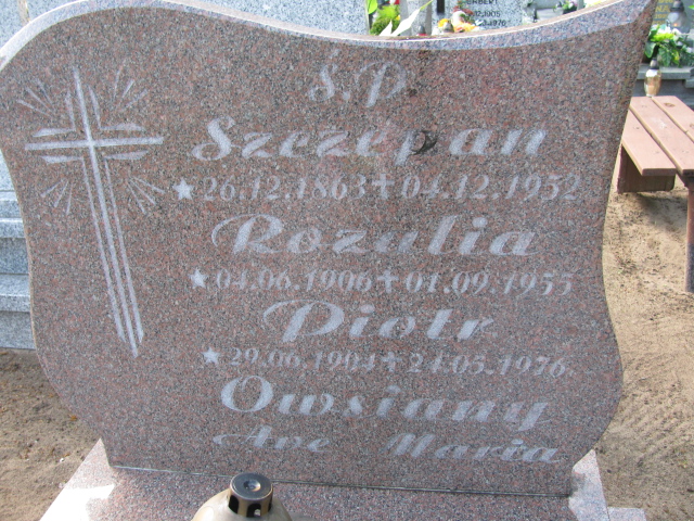 Rozalia Owsiany 1906 Białogard - Grobonet - Wyszukiwarka osób pochowanych