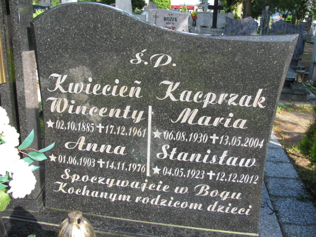 Wincenty Kwiecień 1885 Białogard - Grobonet - Wyszukiwarka osób pochowanych