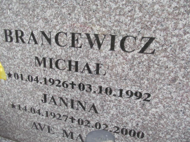 Michał Brancewicz 1926 Białogard - Grobonet - Wyszukiwarka osób pochowanych