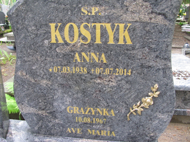 Grażyna Kostyk 1967 Białogard - Grobonet - Wyszukiwarka osób pochowanych