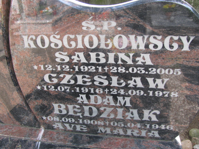 Adam Będziak 1908 Białogard - Grobonet - Wyszukiwarka osób pochowanych