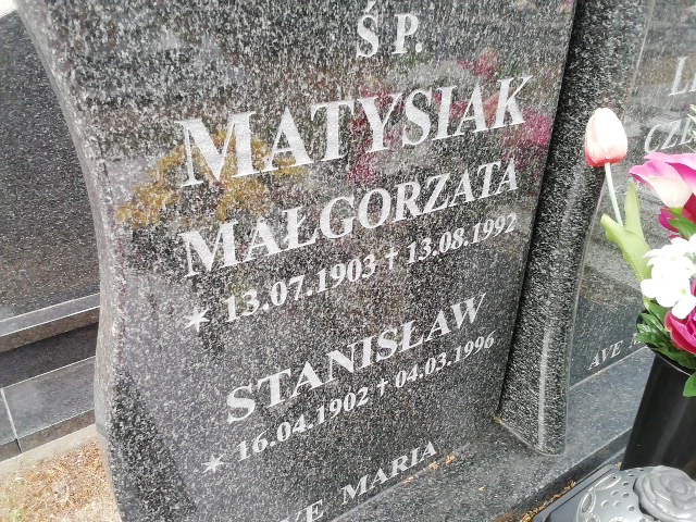 Małgorzata Matysiak 1903 Białogard - Grobonet - Wyszukiwarka osób pochowanych