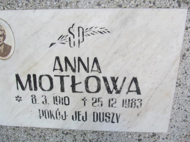Anna Miotła 1910 Białogard - Grobonet - Wyszukiwarka osób pochowanych