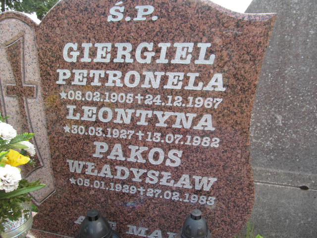 Leontyna Giergiel 1927 Białogard - Grobonet - Wyszukiwarka osób pochowanych