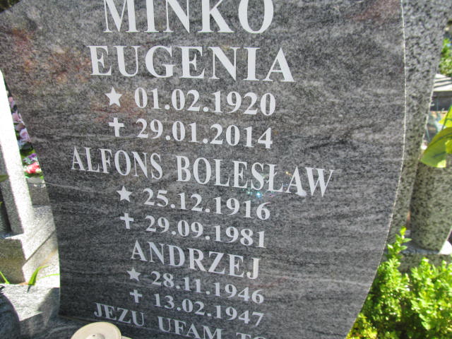 Alfons Bolesław Minko 1916 Białogard - Grobonet - Wyszukiwarka osób pochowanych