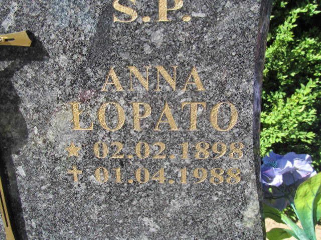Anna Łopato 1899 Białogard - Grobonet - Wyszukiwarka osób pochowanych