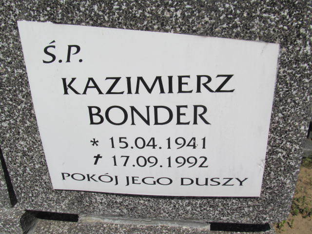 Kazimierz Bonder 1941 Białogard - Grobonet - Wyszukiwarka osób pochowanych