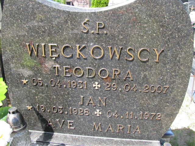 Teodora Więckowska 1931 Białogard - Grobonet - Wyszukiwarka osób pochowanych